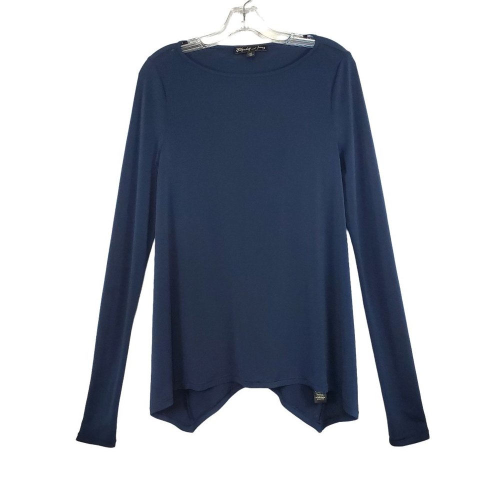 Elizabeth and James Women tops sz L Navy long sleeve snaps in back casual